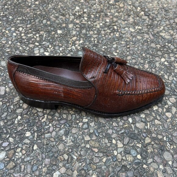 Johnston & Murphy Aristocraft USA Made Vintage Brown Lizard Slip On Dress Shoes main image 6